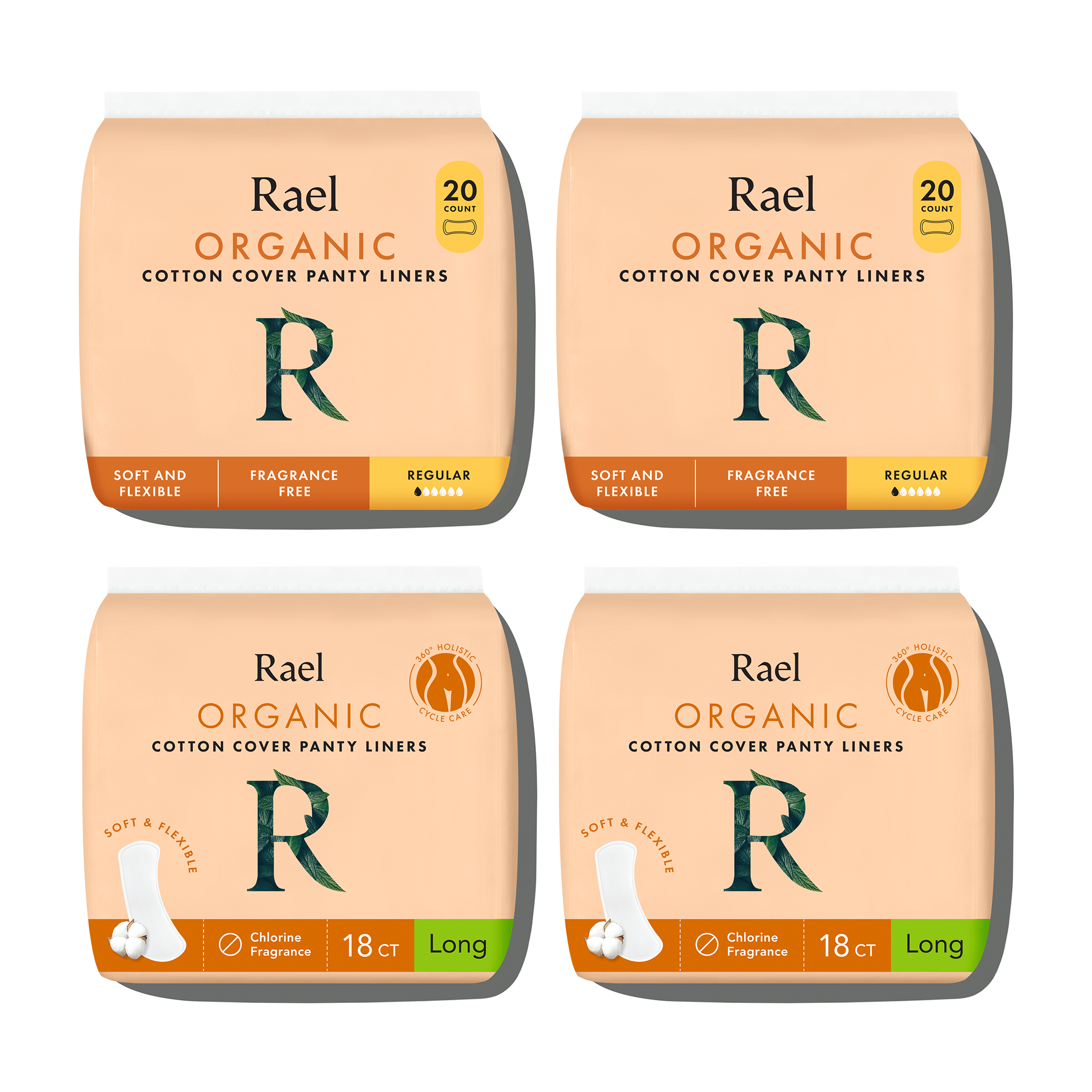 Regular + Long Bundle Unscented Panty Liners Made With Organic Cotton N6
